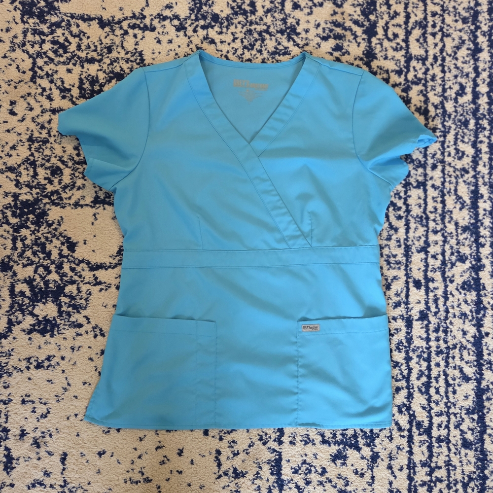 Grey's Anatomy Women's Aqua Wrap Blouse